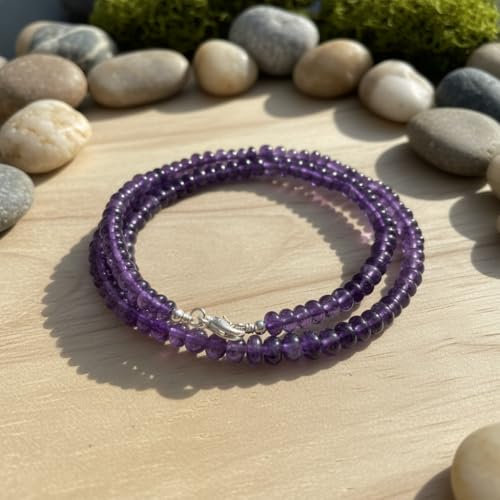 Collier en améthyste naturelle violette ronde 5-8 mm de 45 cm - 6