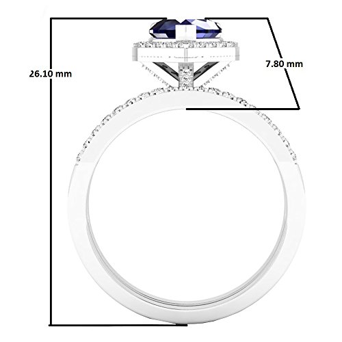 Dazzlingrock Collection 10K Solid Gold Heart Cut Blue Sapphire & Round Diamond Bridal Engagement Ring Set3