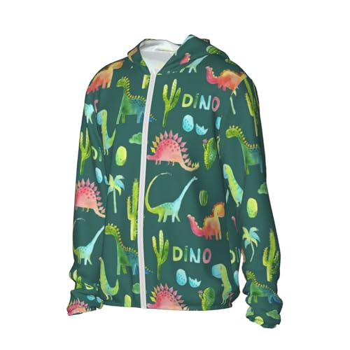 Sun Protection Hoodie Jacket Watercolor Childish Dinosaurs Lightweight Cooling Shirts For Fishing Hiking2