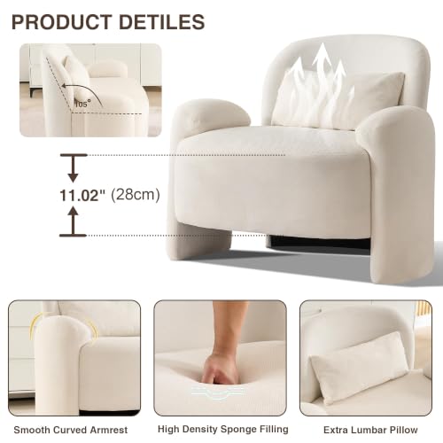 Image of LOULENS Accent Chair, Linen Fabric Lounge Armchair, Beige