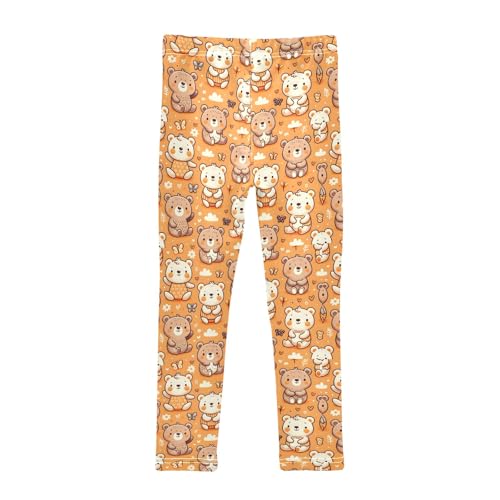 Cute Doodle Bears Girls Leggings Kids Yoga Pants Athletic Tights Pants 4-10 Years2