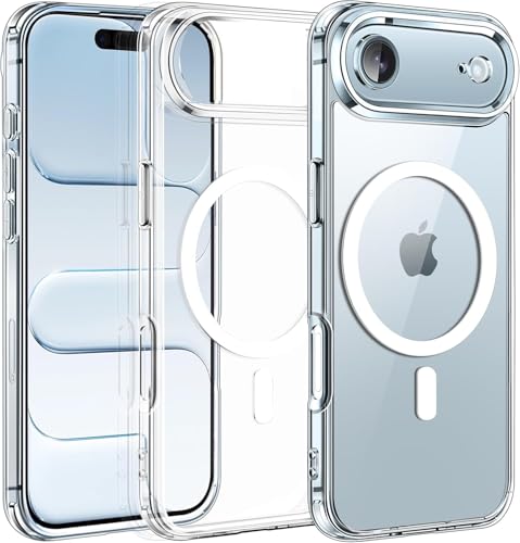 Image of VONZEE Transparent Clear Back Cover Case Compatible with iPhone 17 Air, [Compatible with Magsafe][Anti-Yellowing][Military-Grade Protection] Shockproof Slim Magnetic Phone Case 6.6 inch, Transparent