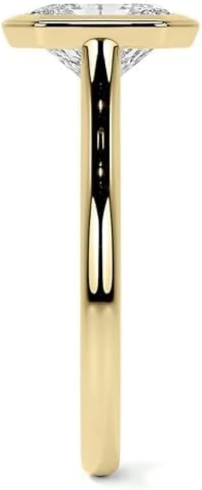 1 CT Emerald Cut Engagement Ring Solitaire Bezel Setting Moissanite Ring Promise Gifts for Her Wedding Ring for Women