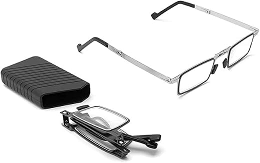 PRAYAS Foldable Reading Glasses Kisdate Folding Readers for Men Women Super Lightweight Compact Portable Rectangle Eyewear...