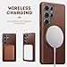 kingflag Genuine Leather Case for Samsung Galaxy S25 Ultra, Compatible with Magsafe, Oil Wax Top-Grain Leather, Metal Buttons (Rustic Brown, S25 Ultra)
