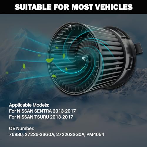Image of 700295 Front AC Heater Blower Motor Fan Fit for Nissan Sentra 2017-2018 L4 1.6L Sedan, Sentra 2013-2018 L4 1.8L Sedan 76986, 27226-3SG0A, 272263SG0A, PM4054