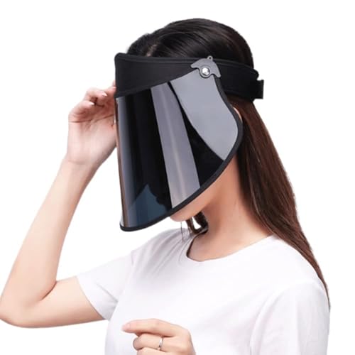 WITHMOONS Sun Visor Face Shield UV Protection Simple Hat Full Face Shield Sunblock (Black2)