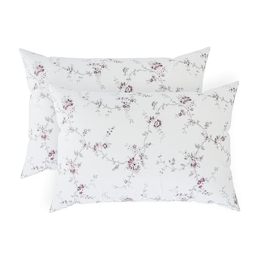 Image of LINENWALAS 100% Cotton Percale Large Standard Size Pillow Case Set of 2, Crisp and Cooling 200 TC, Premium Cotton Printed Bed Pillow Covers (20x30 inch, Vineyard)