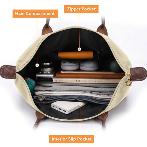 Bolso tote de nylon para mujer, ligero y plegable con cierre miniatura 4