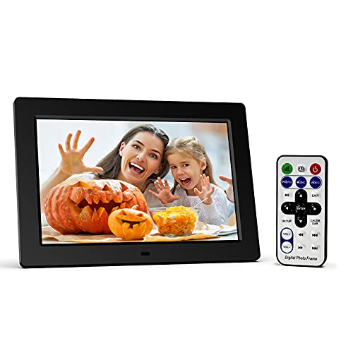 Digital Picture Frames 10 inch, Wall Mount Digital Photo Frame, 1280x800 IPS Display, Remote Control, Calendar, Display Photos via SD Card or USB Drive, F10, Black (10 inch)