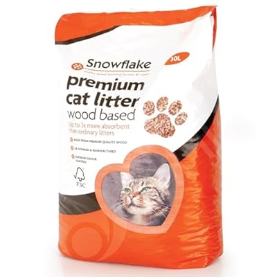 Snowflake 30L Premium Quality Wood Based Cat Litter Pellets, 3 Times More Absorbent than Ordinary Litter, Odour Control, FSC Approved UK Sourced and Manufactured, Biodegradable, 30 Litre, 15 KG