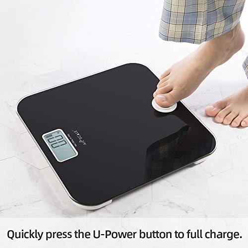 Airscale Digital Bathroom Scale, Battery-Free Tech, Highly Accurate Body Weighing Scale, Press-On And Auto-Off, Large Easy-To-Read Lcd Display, Wide Platform With 4 Precision Sensors, 400Lbs Black #TOP2