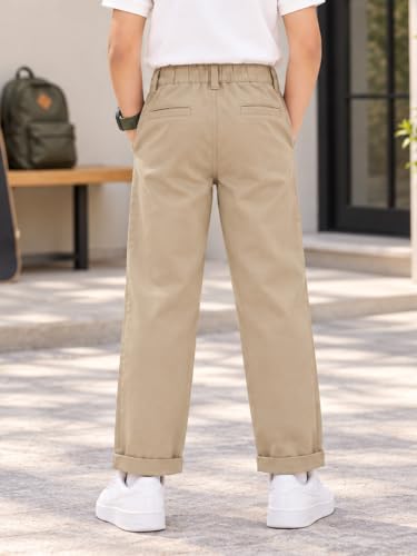 Image of KiddoPanti Boys 100% Cotton Twill Chinos Pant | Comfortable Regular Fit | 2 Side Pocket, 2 Back Pocket | Ankle Length | Back Elasticated Waistband with Button Zip Open Fly