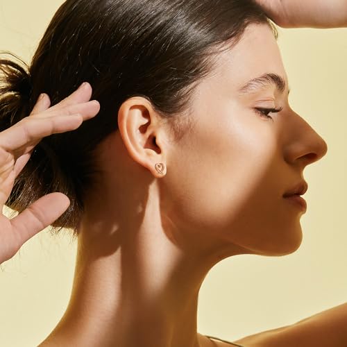 Sanfenly Clip On Earrings for Women 14K Gold Plated Non Pierced Gold Clip On Hoops Earrings Small Cute Chunky CZ Heart Adjustable No Piercing Earring Hypoallergenic Fake Earrings Set(12 Pcs Gold/Silver)3