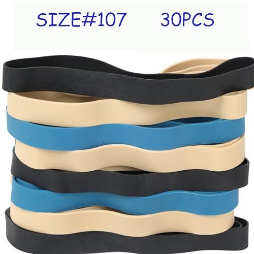 Foshine Rubber Bands Size#107 Heavy Duty Big Wide Tactical Rubber Band 30PCS Elastic Bands For Office Supply Trash Can File Folders Litter Box (Black blue Beige) image 5