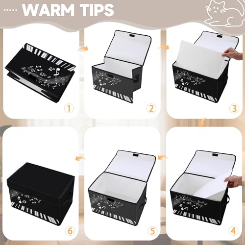 Image of Stackable Storage Bins with Lids,Closet Organizers Fabric Box for Home and Office,Blanket Clothes Organizers,Under Bed Storage Containers 3 Pack