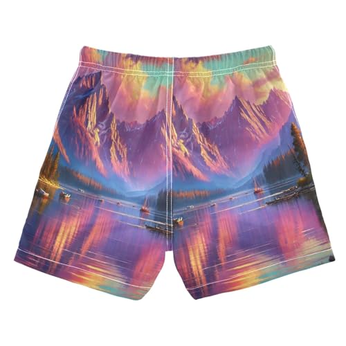 Mountain Lake Sunset Boys Swim Trunks Quick Dry Toddler Swimsuit Boy Bathing Suits Board Shorts Swimwear S2