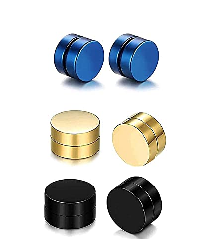 RDGADGETS RD GADGETS 3 Pair Men Earrings Magnetic Stylish Round Combo Stud Men Earrings Non Piercing (Blue Black Gold) Magnet Earrings Unisex (B0BJW5Q8QY) Amazon Price History, Amazon Price Tracker