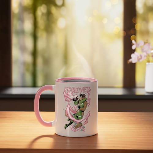Tazón de cerámica Marvel X-Men Rogue y Gambit 11 oz rosa/blanco miniatura 3