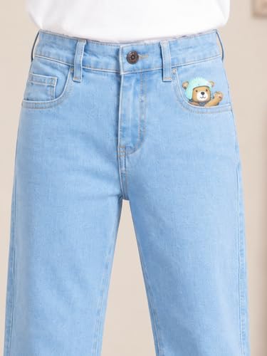 Image of KiddoPanti Boys Regular Fit Denim Pant | Stretch Poly Cotton Denim | Regular Fit Full Length Pant | Back Elasticated & Button with Zip Open Fly