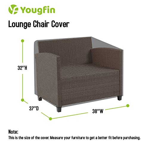 Yougfin 600D Outdoor Chair Cover, Lounge Chair Cover Waterproof, Heavy Duty Lawn Patio Chair Cover For Outdoor Furniture, 38"W × 37"D × 32"H #TOP3