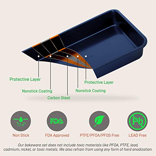 Non-Stick Kitchen Oven Baking Pans - Carbon Steel With Blue Diamond Coating Inside & Outside - Nutrichef Ncbk6Trb & Cookie Sheet Baking Pans, Blue Diamond, One Size (Nc2Trbu.5) #TOP2