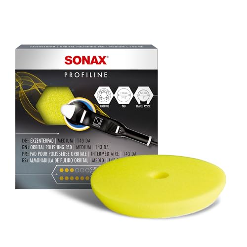 SONAX ExzenterPad medium 143 DA (1 Stück) weicher, offenporiger Schwamm zum maschinellen Polieren von Lacken mit Exzentermaschinen | Art-Nr. 04933410