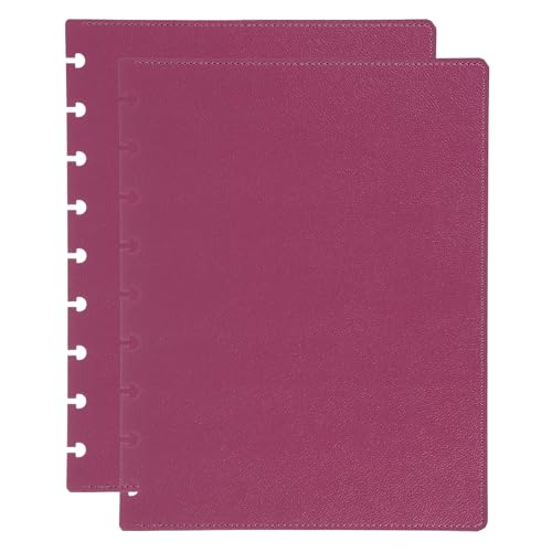 Couverture agenda à disques en cuir rose de taille moyenne pour bureau