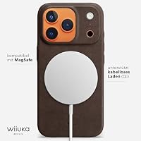 WIIUKA Hülle für iPhone 18 Pro / 17 Pro, Leder aus Deutschland, Lederhülle extra Dünn, Premium Handyhülle, Case, Qi, skiin, Vintage Braun – Ansicht 7