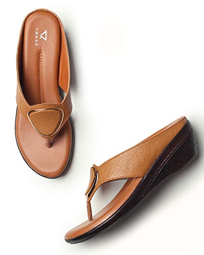 Image of TRASE Women's Fashion Sandal | Faux Leather, Comfortable & Stylish Wedges | Ideal for Casual & Formal Occasions 2 inches heel