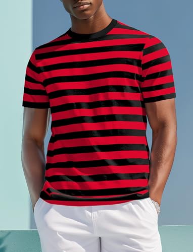 Zengjo Mens Striped Shirt Short Sleeve T-Shirts