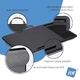 NK Podstawka Na Laptopa Z Poduszką XL – 57,5 × 30,5 × 5 cm, Uchwyt Do Przenoszenia, Rowek Na Telefon, Antypoślizgowa Listwa, Wbudowana Podkładka Pod Mysz, Wkład EPS, PVC/MDF/ABS & Tkanina