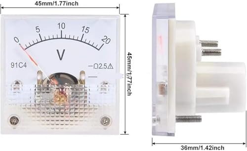 Voltmètre analogique DC 0-20V 91C4-V pour panneau de tension