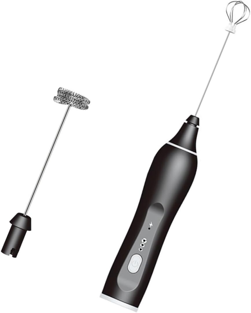 Electric Egg Beater Handheld Kitchen Gadget USB Rechargeable Milk Frother for Whipping Milk Mixing Black Versatile Tool for Home Cooking