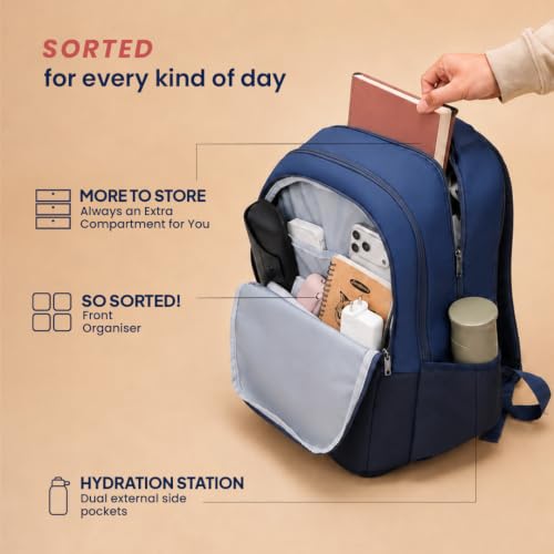 Image of American Tourister Nexa Style 01 | 36L Backpack | Casual Bag | 3 Compartments | School & College Backpack for Men and Women | Navy | 1 Yr Global Warranty