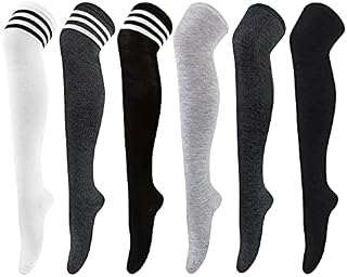 6 Pairs Knee High Sock Women Over Knee Thigh Socks for Girls Ladies Long Boot Stocking Leg Warmer High Socks Casual for Daily Wear, Cosplay