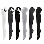 6 Pairs Knee High Sock Women Over Knee Thigh Socks for Girls Ladies Long Boot Stocking Leg Warmer High Socks Casual for Daily Wear, Cosplay