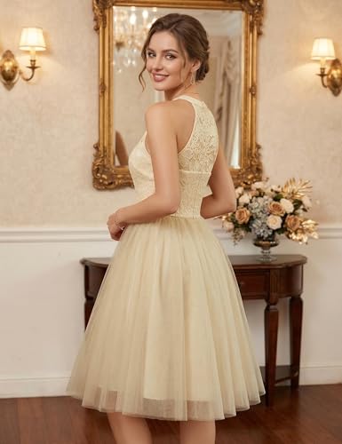 Image of Dressystar Women's Sequin Short Prom Dress Sparkly Halter Tulle Cocktail Party Homecoming Dresses