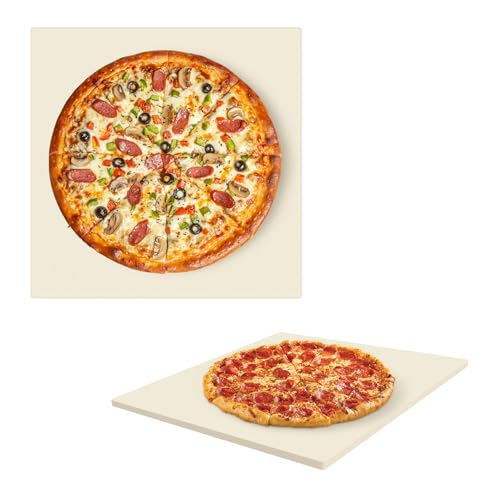 Buwico Pierre à pizza, rectangulaire, 30,5 cm, pour pizza, tarte flambée, baguette ou barbecue, accessoire multifonction pour four à pizza