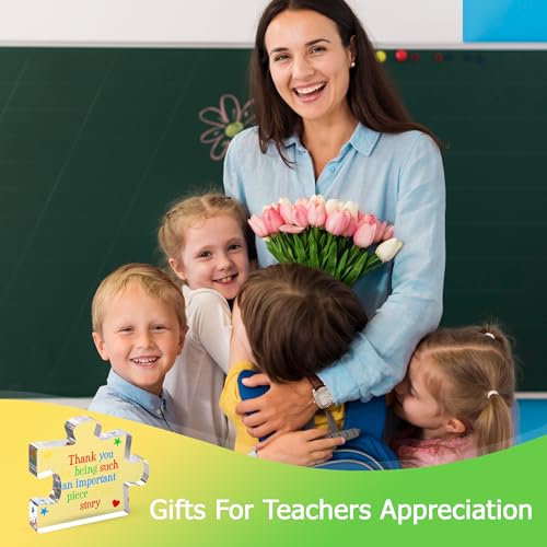 Teacher Appreciation Gifts for Women, Men - Thank You Engraved Acrylic Block Puzzle 4.1 x 3.5 inch - Heartwarming Teacher Gift - Cute Student Teacher Gifts - Novelty Daycare Teacher Gift - Thumbnail 5