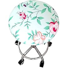 Elastic Bar Stool Slipcover 2pcs Round Upholstered Stool Seat Cushion Cover Stretch Breathable Fits for 28-33cm Club Salon Stools Chair Protector
