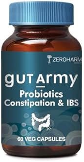Gut Army Probiotics for Constipation & IBS | 100 Billion CFU, 11 Strains | Psyllium Husk (Isabgol) & Peppermint | Gas & Bloating Relief, Digestive Comfort, Bowel Regularity | Men & Women | 60 Capsules