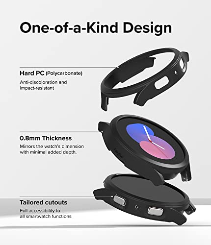 Image of Ringke Slim Case [2 Pack] Compatible with Samsung Galaxy Watch 5 40mm, Watch5 Bezel [Frame Only] Premium PC Hard Thin Cover - Clear & Black