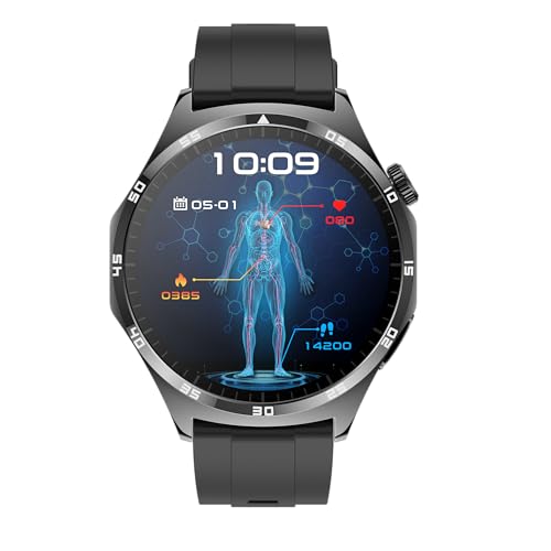 Marsyu 2025 Reloj Inteligente para Hombre,1.43' AMOLED Reloj Inteligente con Llamada Bluetooth,50+ Modos Deportivos Fitness Tracker con Podometro/Sueño/SOS para Android iOS,Negro