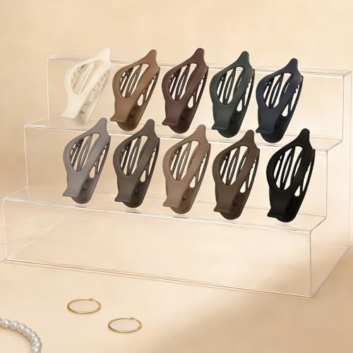 Sisiaipu 10 Pcs Flat Hair Clips for Women French Concord Claw Clips for Thick and Thin Hair Claw Clips Duck Billed Barrettes Hair Accessories for Women and Girls (Brown Dark Colorful) — view 5