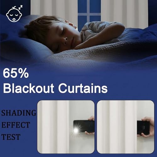 OWENIE Sally Blackout Curtains 84 Inches Long 2 Panels Set for Bedroom Living Room, Solid Thermal Insulated Privacy Room Darkening Window Treatment Drapes, 2 Pcs Each W40 x L84 Inch, Ivory by OWENIE - Used condition - Image 4