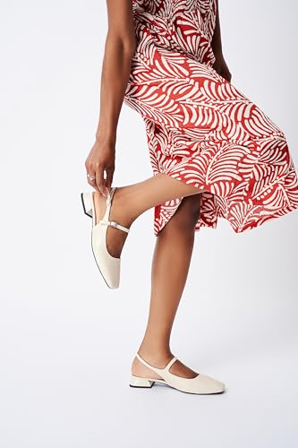 Image of C.Paravano Square Toe Slingback Flats Sandals for Women Flat Block Heel