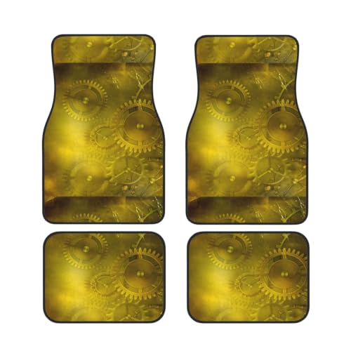 Alfombrillas de coche steampunk amarillo antideslizantes que solucionan el desgaste