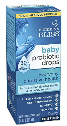Mommy's Bliss Baby Probiotic Drops Everyday - Gas, Constipation, Colic Symptom Relief - Newborns & Up - Natural, Flavorless, 0.34 Fl Oz #TOP1