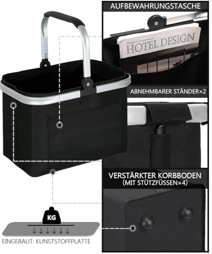 Diurwur® Tragekorb Faltbar Groß Einkaufskorb Picknickkorb mit Gepolsterten Griffen Praktischer Klappkorb Einkaufstasche mit Alurahmen Stabiler Korb 30L - ideal für Reisen/Picknick/Einkaufen/Geschenk